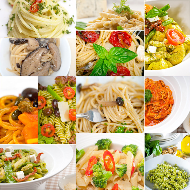 colección de diferentes tipos de collage de pasta italiana
 - Foto, Imagen