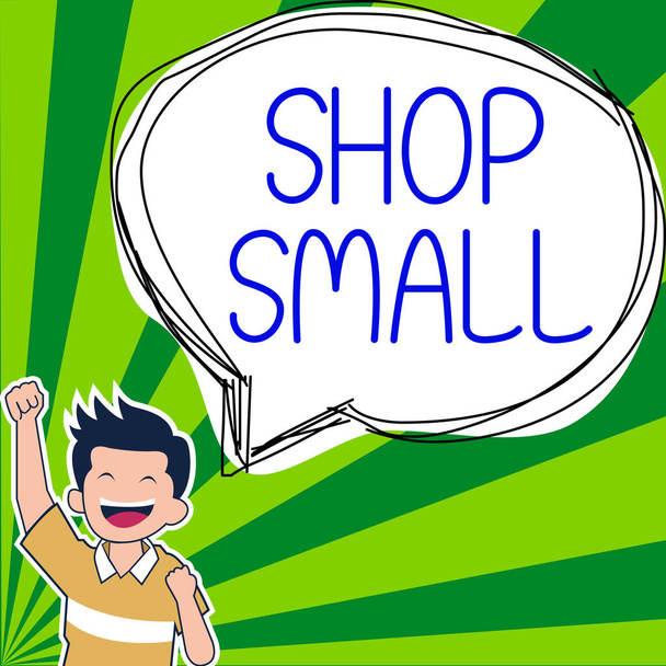 Konceptuální zobrazení Shop Small, Konceptuální foto celonárodní hnutí, které oslavuje malé podniky každý den - Fotografie, Obrázek