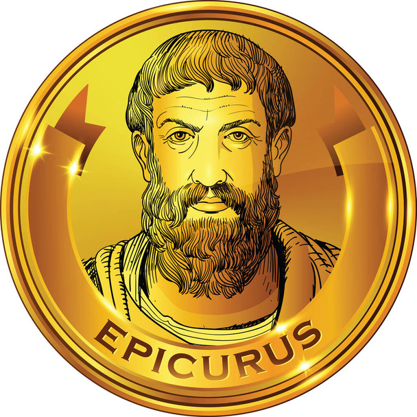 Epicurus γραμμή πορτρέτο τέχνη στυλ - Φωτογραφία, εικόνα