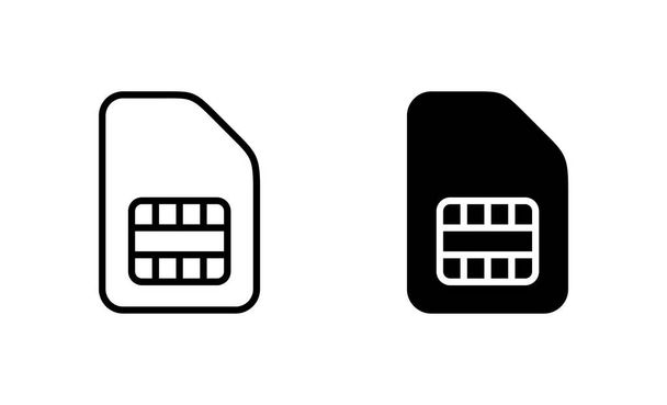Conjunto de ícones do cartão Sim. sinal de cartão duplo sim e símbolo - Vetor, Imagem