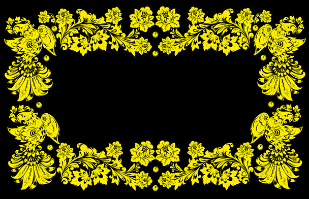 marco de oro cuatro pájaros
 - Vector, imagen
