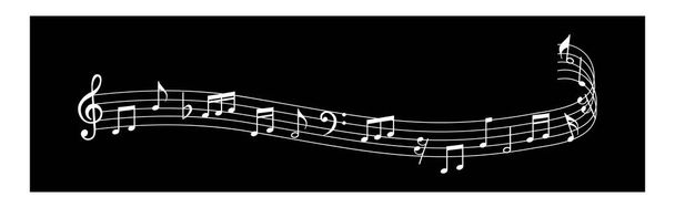 Music notes icon set, Music notes symbol ,Music notes wave, musical notes on vector illustration on black background - Vector, Image