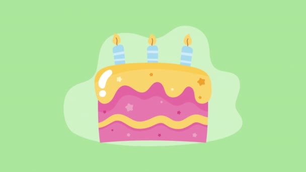 happy birthday pink cake animation ,4k video animated - Footage, Video