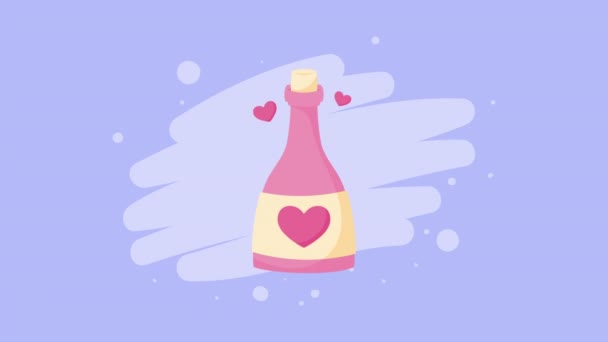 szív szerelem pezsgős üveg animáció, 4k videó animált - Felvétel, videó