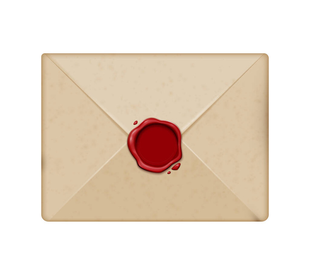 Реалістичний конверт з ущільненням червоного воску Векторні ілюстрації
 - Вектор, зображення