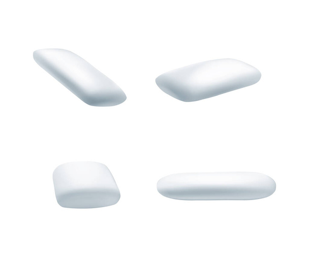 Tampons réalistes en gomme à mâcher à la menthe blanche, illustration vectorielle isolée - Vecteur, image
