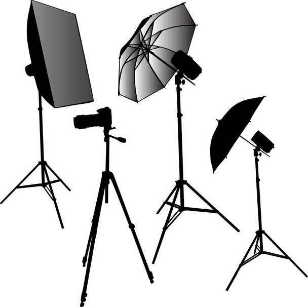 photo studio equipment isolated on white - Vector, Image