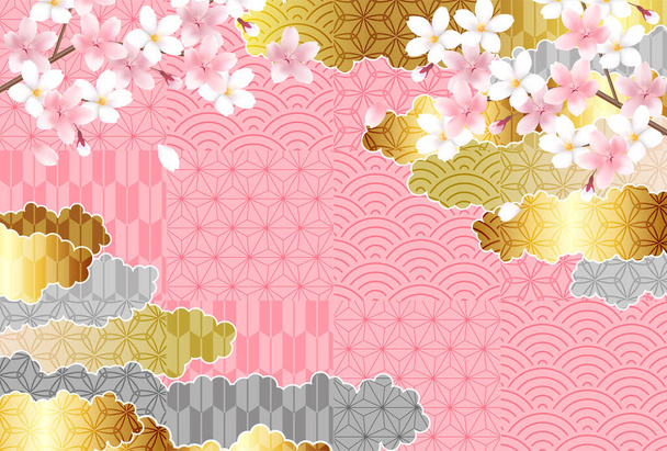 Flor de cerezo Papel japonés Fondo de patrón japonés - Vector, Imagen