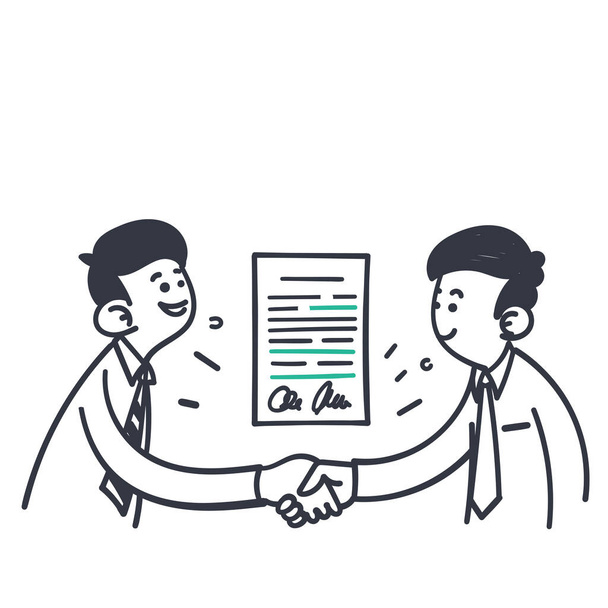 hand drawn doodle business contract deal agreement illustration - Vector, Image