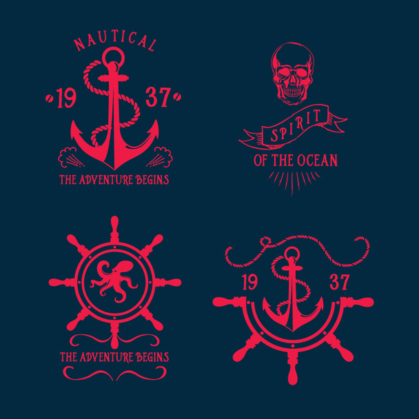 Nautical marine, badge design. - Vector, Imagen
