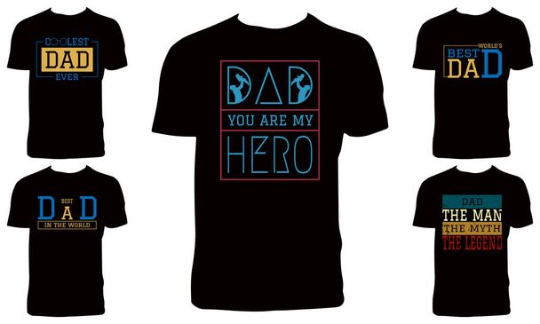 Fathers Day T Shirt Design Bundle  - Vector, Image
