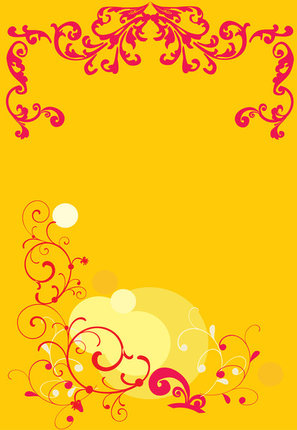 красный кудри растений на желтый
 - Вектор,изображение