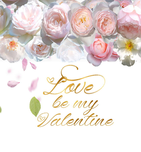  Розы букет праздничный фон с золотыми элементами шаблон открытки баннер на праздничный день святого Валентина пожелания и женский день - Фото, изображение