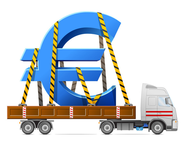 Автомобильная перевозка символа евро
 - Вектор,изображение