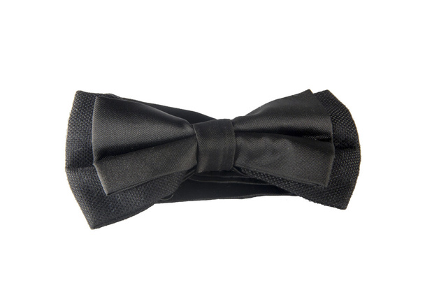 Man fashionable retro black bow tie isolated on white - Photo, Image