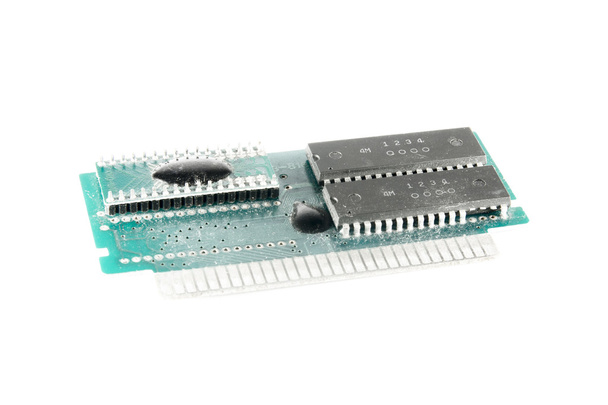 8bit retro Spielkonsole elektronischer Chip mit Transistoren - Foto, Bild