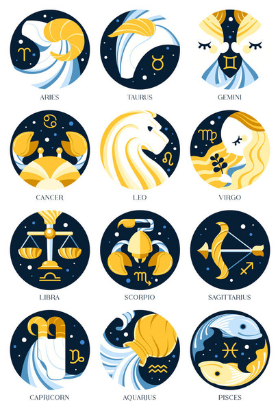 Sternzeichen Symbole Illustration Astrologie Vektor - Vektor, Bild