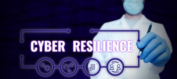 Texto que muestra la inspiración Cyber Resilience, Medida de la idea de negocio de lo bien que una empresa puede manejar un ciberataque - Foto, imagen