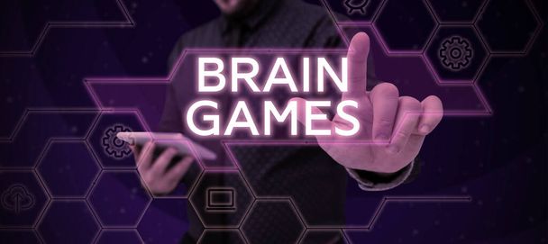Beyin Oyunları 'nı, iş yaklaşımını, rakibini manipüle etmek veya korkutmak için psikolojik taktikleri gösteren imzalar - Fotoğraf, Görsel