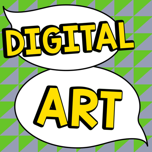 Inspiration montrant signe Art numérique, Business aperçu utilisation des compétences et de l'imagination créative caractérisée par la technologie informatisée - Photo, image