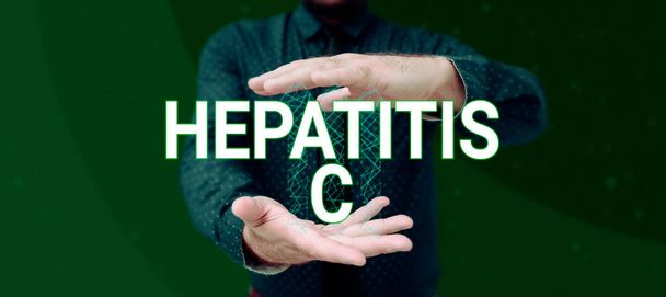 Inspirációt mutató szöveg Hepatitis C, Word for Gyulladás a máj miatt vírusos fertőzés Májbetegség - Fotó, kép