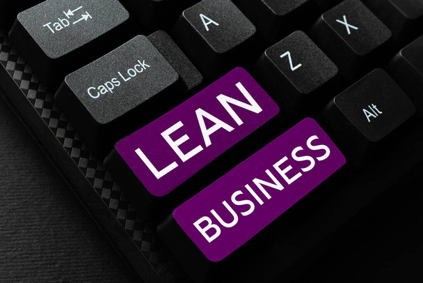Psaní textu Lean Business, Business approach zlepšení minimalizace odpadu bez obětování produktivity - Fotografie, Obrázek