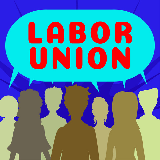 Schild mit der Aufschrift Labor Union, Business approach rules in Bezug auf Rechte und Pflichten der Arbeitnehmer - Foto, Bild