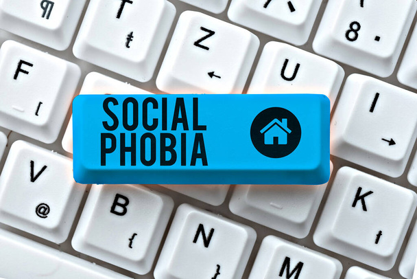 Написание отображения текста Социальная фобия, Слово для подавляющего страха социальных ситуаций, которые являются тревожными - Фото, изображение