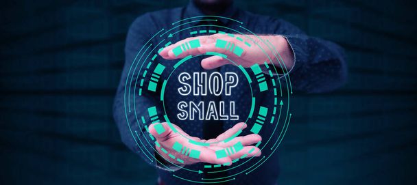 Texto mostrando inspiração Shop Small, Business overview movimento nacional que celebra pequenas empresas todos os dias - Foto, Imagem