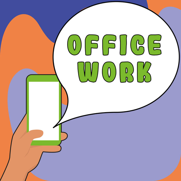 Κείμενο που δείχνει έμπνευση Γραφείο εργασίας, Word for any official or administrative work for a Organisation - Φωτογραφία, εικόνα