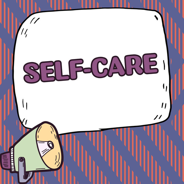 Kézírás jel Self Care, Üzleti megközelítés a gyakorlat, hogy tegyen lépéseket, hogy javítsa a saját egészségét - Fotó, kép