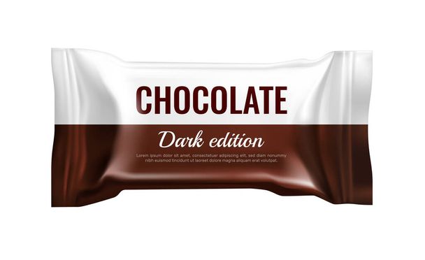 Realistic dark chocolate candy packaging design template vector illustration - Vector, Image