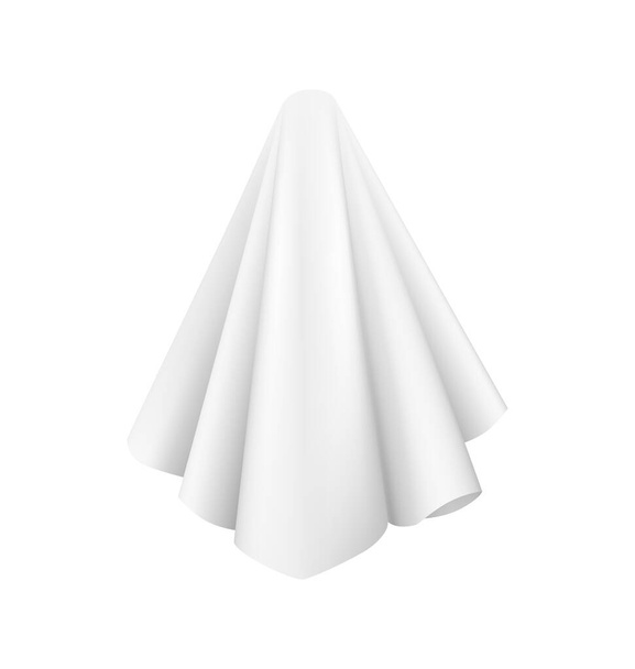 Скрытый объект, покрытый белой шелковой тканью, реалистичная векторная иллюстрация - Вектор,изображение