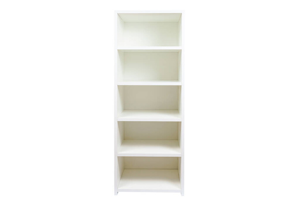 Rack with shelves on a white isolated background. White chipboard furniture. - Foto, immagini
