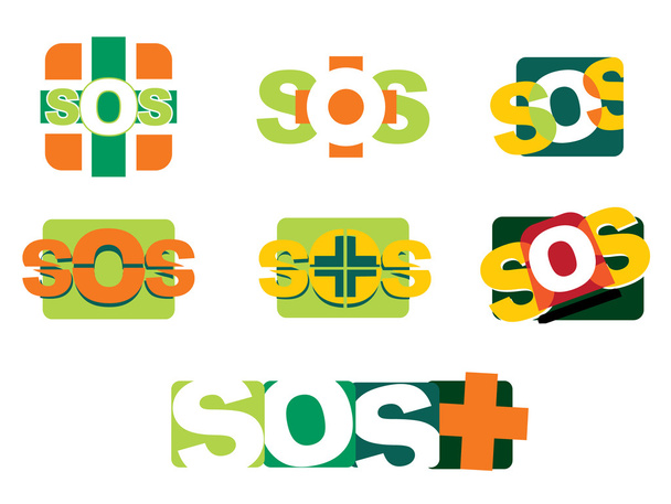 Ilustración Iconos de socorro SOS
 - Vector, Imagen