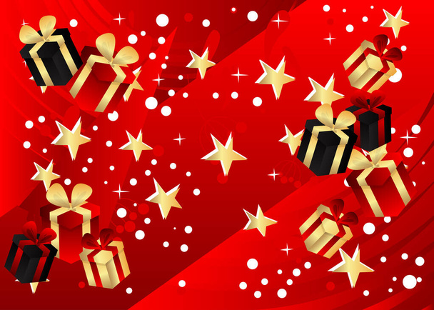 豪華な豪華な赤、金のギフトボックスの背景。クリスマス、誕生日、バレンタインデー、記念日のイラスト。ホリデーイベントポスターテンプレート. - ベクター画像