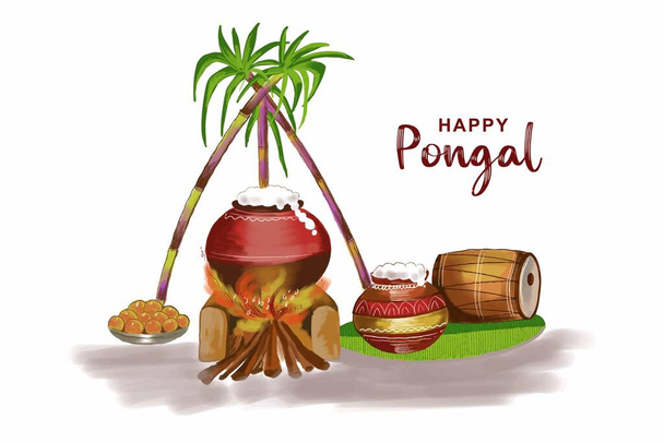 Happy pongal festival tamil nadu indické oslavy pozadí - Vektor, obrázek