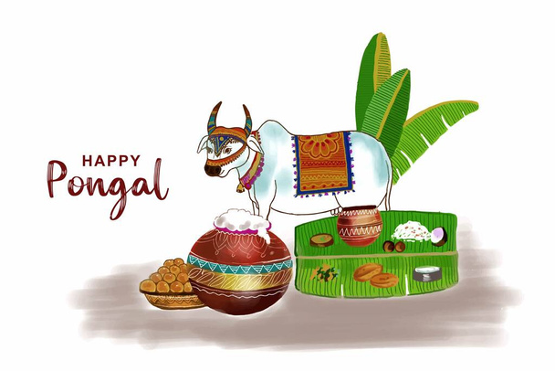 Boldog Pongal ünnep vallási fesztivál ünneplés háttér - Vektor, kép