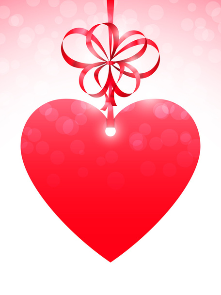 Red Heart and Bow - Vector, imagen
