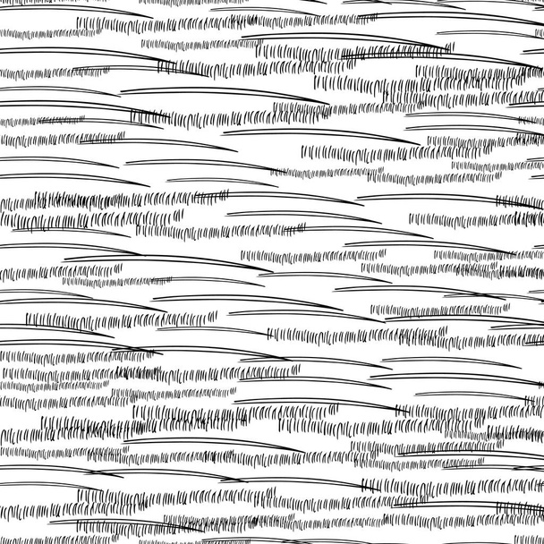 Безшовний візерунок з чорними пензликами для олівців у абстрактних формах на білому тлі. Векторні ілюстрації
 - Вектор, зображення