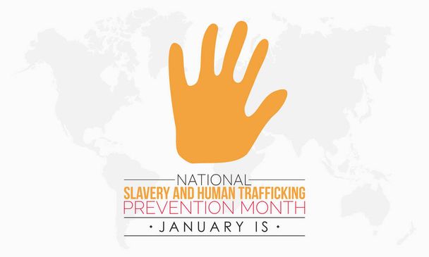 Koncepcja szablonu szablonu wektorowego National Slavery and Human Trafficking Month obserwowana każdego stycznia - Wektor, obraz