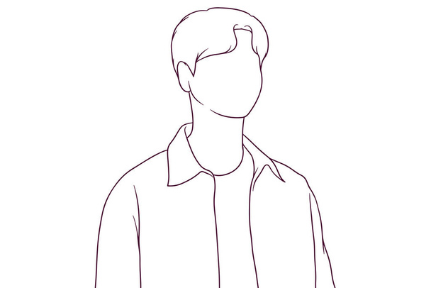 przystojny młody człowiek noszenie koszuli ręcznie rysowane styl wektor ilustracja - Wektor, obraz