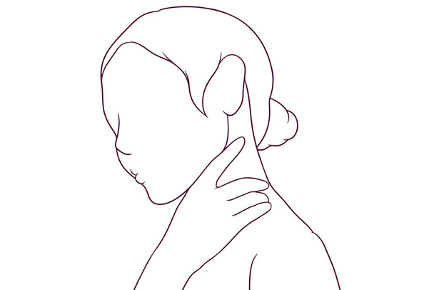 mladá krásná žena starat se o její kůži ručně kreslený styl vektorové ilustrace - Vektor, obrázek