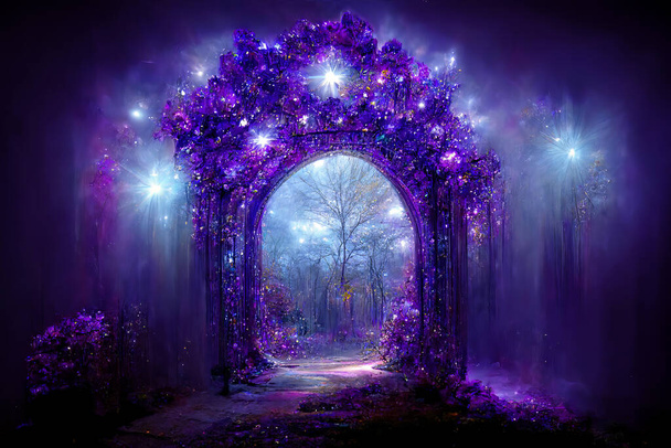 Güzel kristal cennet. Kristal kristalli bir kapı. Kristal krallık. Dijital sanat - Fotoğraf, Görsel