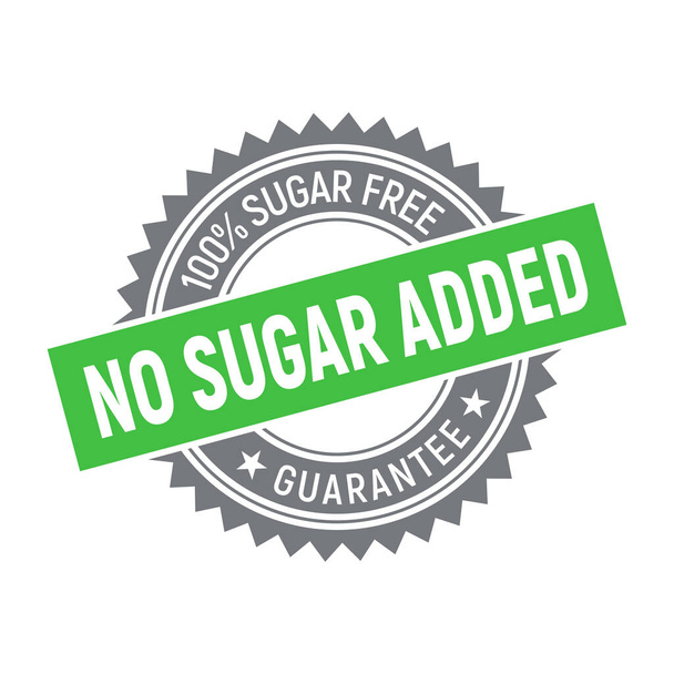 Badge no sugar added. Gray and green 100% sugar-free rubber stamp. Design elements for labels, stickers, banners, posters for food and health business. Vector illustration. - Vector, Image