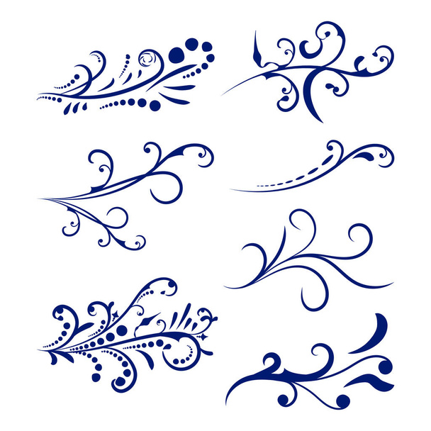 Hand drawn calligraphic royal swirls. Jpeg isolated decor separators. Classic wedding invitation lines. Decorative design elements for menu, certificate - Photo, Image
