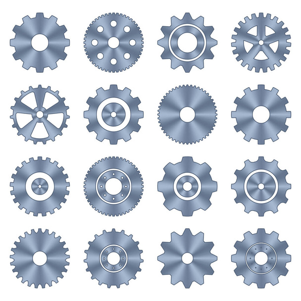 Gear wheels set. Metal cogwheels. Gear setting icon set. Machine gear icons. Industrial icons. Vector illustration - Vector, Image