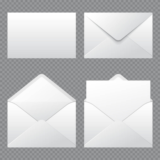 Set of realistic envelopes mockup. Realistic envelopes in different positions. Folded and unfolded envelope mockup. Vector illustration - Vector, Image