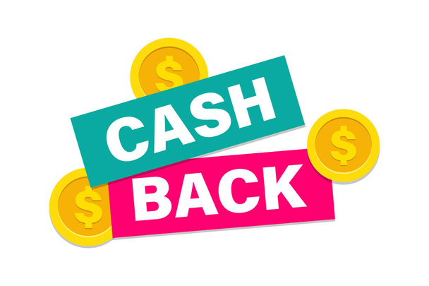 O ícone do vetor cashback é isolado em um fundo branco. Cashback ou Money Back label - Vetor, Imagem