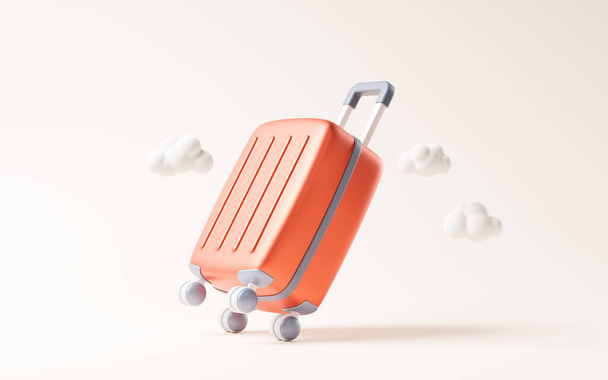 Rajzfilm stílusú poggyász utazási téma, 3D renderelés. Digitális rajz. - Fotó, kép